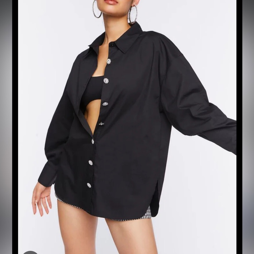FOREVER 21 Black Button-Up Shirt
